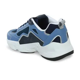 HRX by Hrithik Roshan Men Blue & White Textured Chunky Sneakers image 4