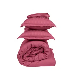 Sleeping Owls- because your sleep matters Pink Striped Patterned Pure Cotton 210 TC Double Queen Bedding Set image 2