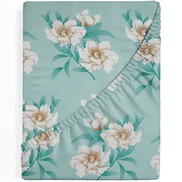 bsb home Green & Beige Floral Microfiber180 TC King Fitted Bedsheet with 2 Pillow Covers image 4