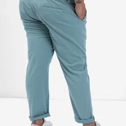 HIGHLANDER Men Blue Plus Size Slim Fit Trousers image 4