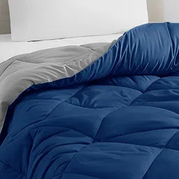 HOMEMONDE Blue & Grey Reversible Microfiber Mild Winter Single Bed Comforter image 2