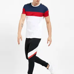 Maniac Men Black & White Striped Cotton Joggers image 2