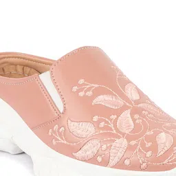 FAUSTO Women Peach-Coloured Textured PU Slip-On Sneakers image 5