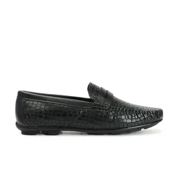 Carlton London Men Textured Round Toe Lightweight Leather Loafers image 4