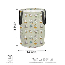 prettykrafts Grey Set 2 Printed Laundry Basket image 5