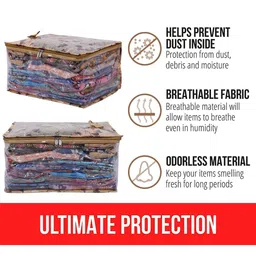 Kuber Industries Pack of 2 Beige Printed Saree Cover Organisers image 2