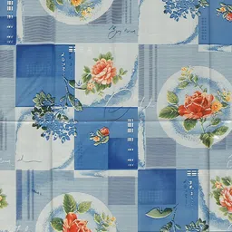 Kuber Industries White & Blue Floral Printed 4 Seater Table Cover image 5