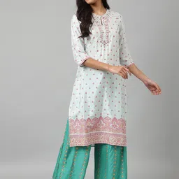 W Women Green Ethnic Motifs Printed Trousers image 3