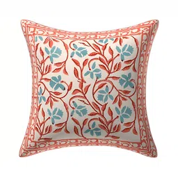 Texstylers Peach-Coloured 5 Pcs Floral Cotton Square Cushion Covers image 3