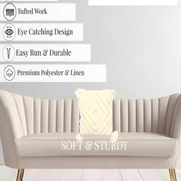 THROWPILLOW Off White Textured Square Cushion Cover image 3