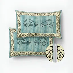 The Craft Monk Green & Black Printed Cotton 240 TC King Bedsheet With 2 Pillow Covers image 5