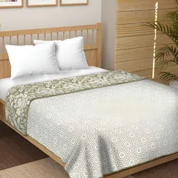 CHICERY Green & White Floral Pure Cotton AC Room 210 GSM Reversible Double Bed Dohar image 2