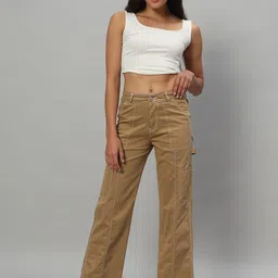 Chemistry Women Relaxed Loose Fit High-Rise Easy Wash Cargos Trousers image 2