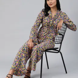 EVERYDAY by ANI Women Multicolored Floral Print Top with Trousers image 3