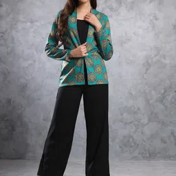 TANDUL Printed Notched Lapel Slim Fit Single Breasted Blazers image 3