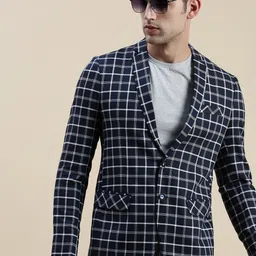 SHOWOFF Checked Slim-Fit Single Breasted Casual Blazers-image-22