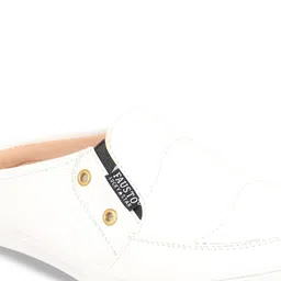 FAUSTO Men White PU Slip-On Sneakers image 5