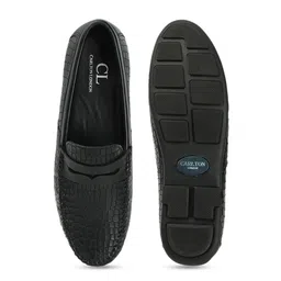 Carlton London Men Textured Round Toe Lightweight Leather Loafers image 2