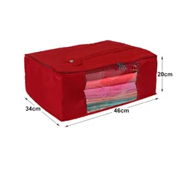 Kuber Industries Pack Of 2 Red Solid Cotton Organisers image 4
