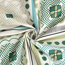 Bromwick Green & White Geometric 250 TC Fitted King Double Bedsheet With 2 Pillow Covers image 5