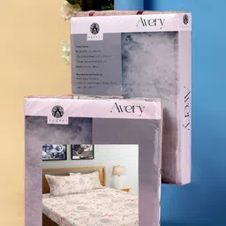 Arrabi Beige & Grey Floral 300 TC King Bedsheet with 2 Pillow Covers image 5