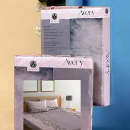 Arrabi Brown & Pink Floral 300 TC King Bedsheet with 2 Pillow Covers image 3