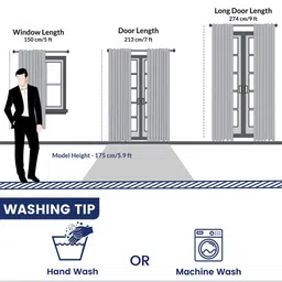 URBAN SPACE Peach-Coloured & Cream-Coloured 2-Pieces Floral Cotton Window Curtains image 4