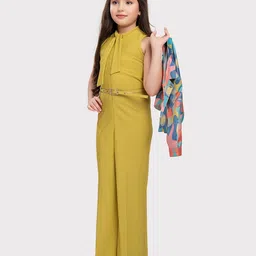 Tiny Baby Girls Tie Up Neck Sleeveless Basic Jumpsuit with Jacket & Belt image 4