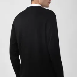 peter england Men Solid Crew Neck Black Sweater image 2