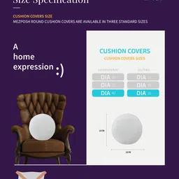 Mezposh Blue & White Floral Satin Round Cushion Covers image 4