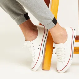 MOZAFIA Men Canvas Lace-up Casual Low Top Sneakers image 4