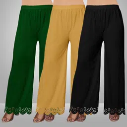 kiran impex Pack of 3 Women Straight Fit Multicolor Lycra Blend Trousers-picture-23