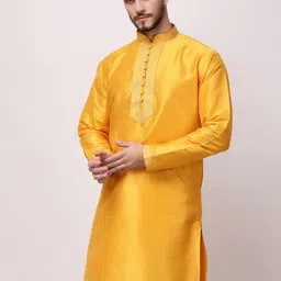 ROYAL KURTA Yoke Design Thread Work Silk Straight Kurta image 4