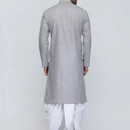 ROYAL KURTA Men Grey Thread Work Summer Sheers Kurta image 3
