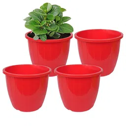 Kuber Industries Red 4 Pieces Textured Planters Pots image 3