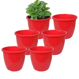 Kuber Industries Red 6 Pieces Textured Planters Pots image 5
