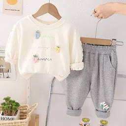 INCLUD Girls Printed Cotton T-shirt with Trousers-picture-27