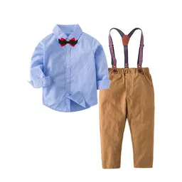 StyleCast Boys Blue Shirt Collar Shirt & Trousers With Suspenders-picture-14