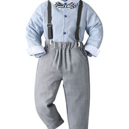 StyleCast Infant Boys Blue Shirt And Trousers With Suspenders-picture-6