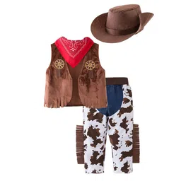 StyleCast Boys Brown & White Printed Tunic With Trousers & Cap-picture-14