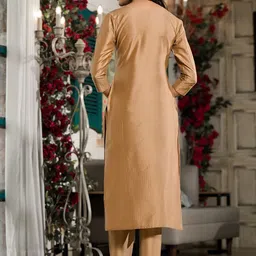 Label Khoj Ethnic Motifs Embroidered Straight Kurta with Trousers & Dupatta image 4