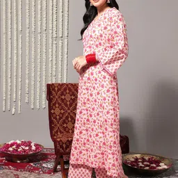 Varanga Women Ethnic Motifs Printed Pure Cotton Kurta With Trousers & With Dupatta image 5