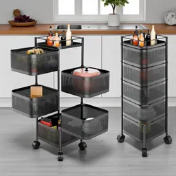 admin industries Portable Metal Kitchen Organizer Rack | Rolling Trolley for Fruits & Vegetables Iron Kitchen Trolley-picture-44
