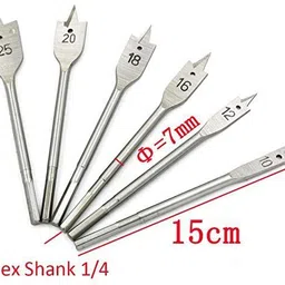kshivi 6 Pcs Hex Shank Flat Drill Bits set For Spade Boring In Wood, Plastic, PVC, Etc Power & Hand Tool Kit image 4