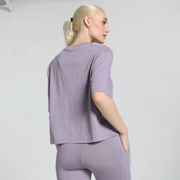 puma Women Solid Crew Neck Polyester Purple T-Shirt image 4