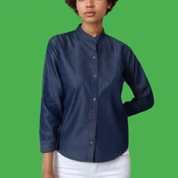 Women Regular Fit Solid Mandarin Collar Casual Shirt-image-91