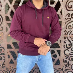 we perfect Men Full Sleeve Solid Hooded Sweatshirt image 2