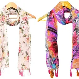 stolevilla Printed Chiffon Women Multicolor Scarf, Stole, Fancy Scarf-picture-33