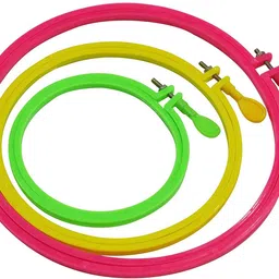 ikis Plastic Embroidery Hoop Ring Frame with 30 Compact Needles Set of 3 Embroidery Hoop image 1