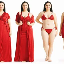 dreamy drapes Pack of 4 Women Nighty with Robe-picture-18